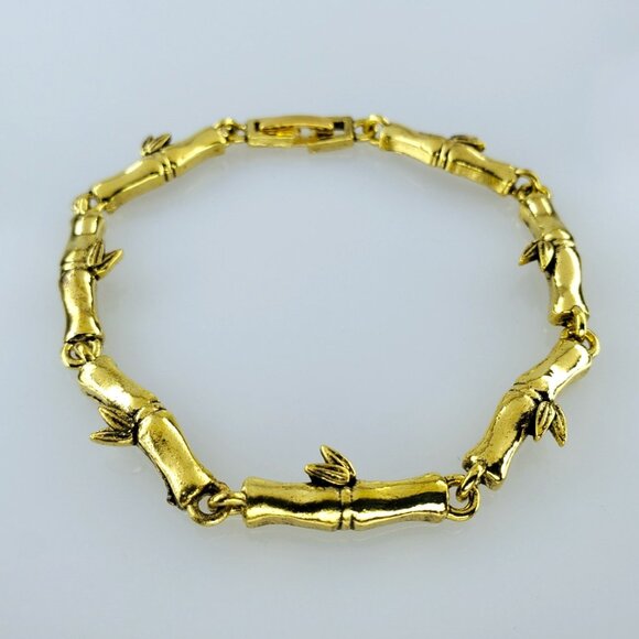 14K Gold Womens 7" Bamboo Tennis Bracelet Ladies 14 Karat Silver New Jewelry - Picture 1 of 6